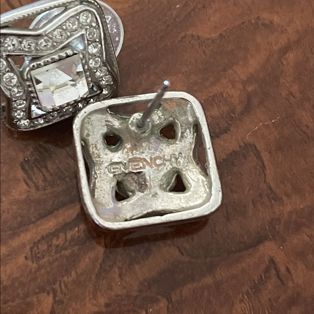Givenchy Silver Stud Rhinestone Earrings - image 2